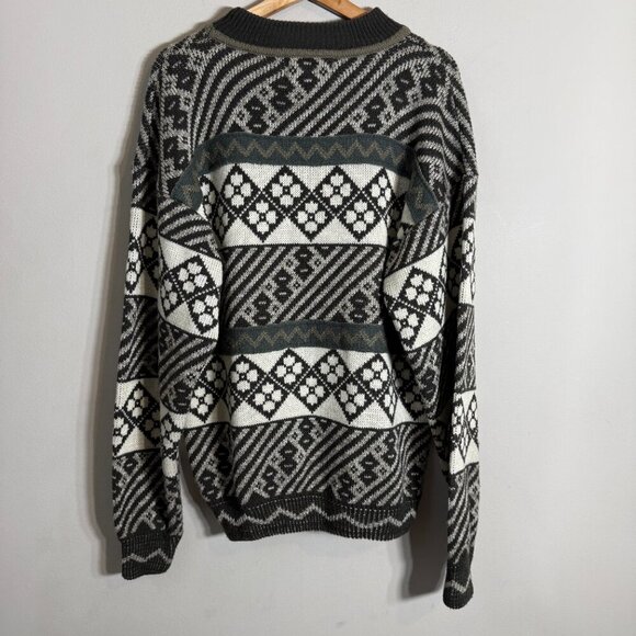Vintage Geometric Eclectic Grandpa Sweater Pullover Men's Large 90s Retro Comfy - Picture 8 of 12